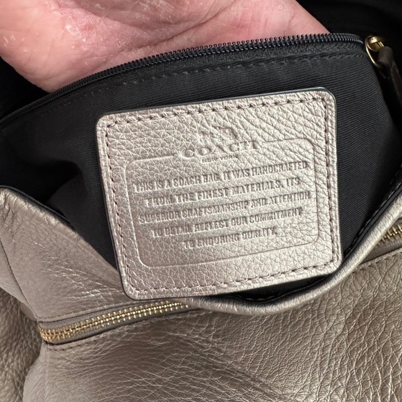 Coach Pebble Leather PHOEBE Shoulder Bag Light Gold Metallic F34495 - Picture 2 of 10